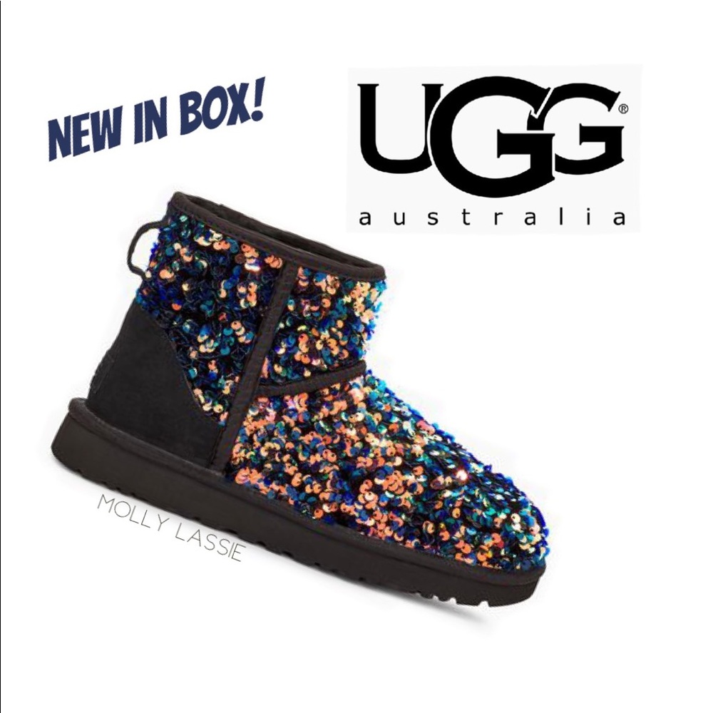 STELLAR SEQUIN ✨ UGG BOOT CLASSIC MINI BLACK — NEW